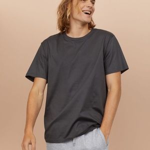 H&M Men's/Unisex Charcoal Cotton T-Shirt